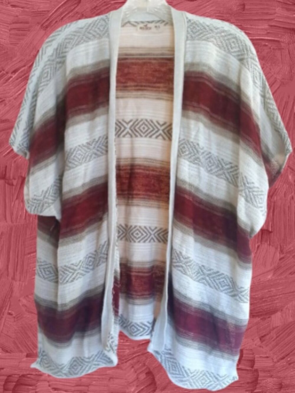 Hollister Open Front Knit Cardigan Sweater M/L Boho Festival Southwest Oversized